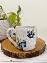Load image into Gallery viewer, #027 - 14 oz. White speckled mug with blueberries
