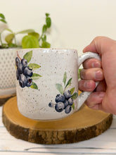 Load image into Gallery viewer, #027 - 14 oz. White speckled mug with blueberries

