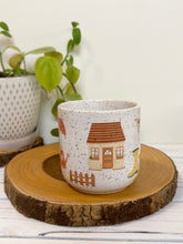 Load image into Gallery viewer, #030 - 16 oz. White speckled mug with gardening designs
