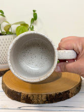 Load image into Gallery viewer, #031 - 16 oz. White speckled mug with gardening designs
