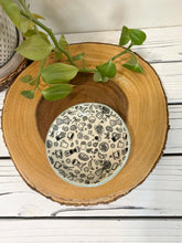 Load image into Gallery viewer, #039 - Coffee and breakfast patterned Ring / trinket dish with aqua rim

