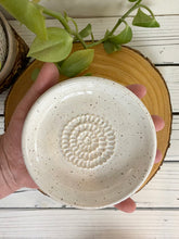 Load image into Gallery viewer, #045 - Speckled White Garlic grater / dipping oil dish
