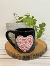 Load image into Gallery viewer, #009 - 14 oz. Black mug with heart pattern on Matte White
