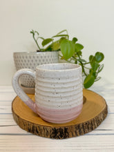 Load image into Gallery viewer, #001 - 14 oz. White and pink speckled, ridged mug
