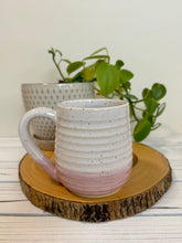 Load image into Gallery viewer, #002 - 16 oz. White and pink speckled, ridged mug
