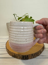 Load image into Gallery viewer, #002 - 16 oz. White and pink speckled, ridged mug
