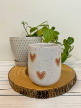 Load image into Gallery viewer, #016 - 16 oz. White speckled mug with red hearts
