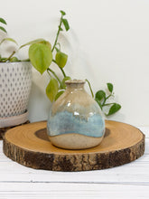 Load image into Gallery viewer, #005 - Small beige and turquoise Bud vase
