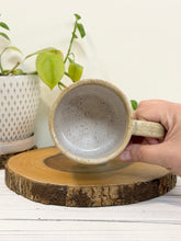 Load image into Gallery viewer, #013 - 12 oz. Beige and turquoise mug white inside
