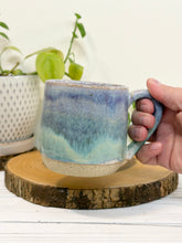 Load image into Gallery viewer, #014 - 12 oz. Purple/blue and turquoise mug white inside
