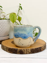 Load image into Gallery viewer, #018 - 14 oz. Goose mug with Turquoise and blue glaze, white inside
