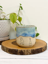 Load image into Gallery viewer, #018 - 14 oz. Goose mug with Turquoise and blue glaze, white inside
