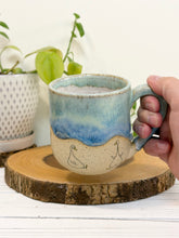 Load image into Gallery viewer, #018 - 14 oz. Goose mug with Turquoise and blue glaze, white inside
