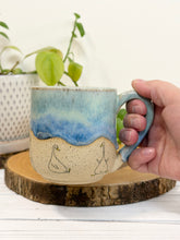 Load image into Gallery viewer, #018 - 14 oz. Goose mug with Turquoise and blue glaze, white inside
