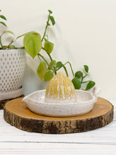 Load image into Gallery viewer, #025 - Manual citrus juicer white and yellow speckled
