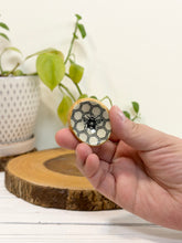 Load image into Gallery viewer, #044 - Bee and honeycomb patterned Calming stone with honey coloured rim
