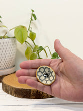 Load image into Gallery viewer, #044 - Bee and honeycomb patterned Calming stone with honey coloured rim

