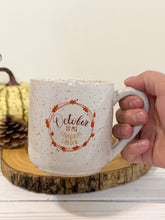 Load image into Gallery viewer, #009 - 16 oz. “October is my favourite colour” white speckled mug
