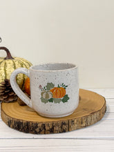 Load image into Gallery viewer, #011 - 16 oz. Pumpkin design on white speckled mug
