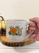Load image into Gallery viewer, #011 - 16 oz. Pumpkin design on white speckled mug
