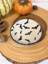 Load image into Gallery viewer, #049 -  Bat patterned Ring / trinket dish with purple rim
