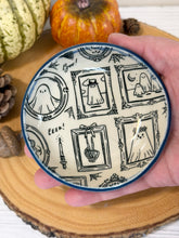 Load image into Gallery viewer, #048 - Ghost patterned Ring / trinket dish with blue rim
