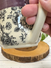 Load image into Gallery viewer, #002- 14 oz. Floral bouquet patterned mug with purple rim *See notes
