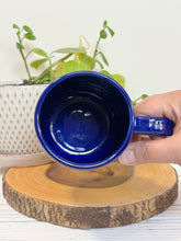 Load image into Gallery viewer, #003 - 14-16 oz. Bird patterned mug with cobalt blue rim
