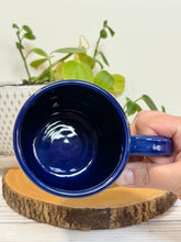 Load image into Gallery viewer, #004 - 14-16 oz. Floral bouquet patterned mug with cobalt blue rim

