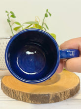 Load image into Gallery viewer, #016 - 14-16 oz. Lemon patterned mug with cobalt blue rim *see notes
