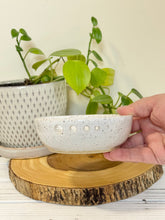 Load image into Gallery viewer, #011 - White speckled Herb Stripper / Garlic grater / dipping oil dish
