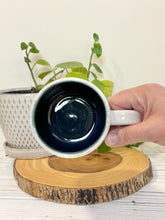 Load image into Gallery viewer, #006 - 16 oz. White speckled mug with blueberry pattern
