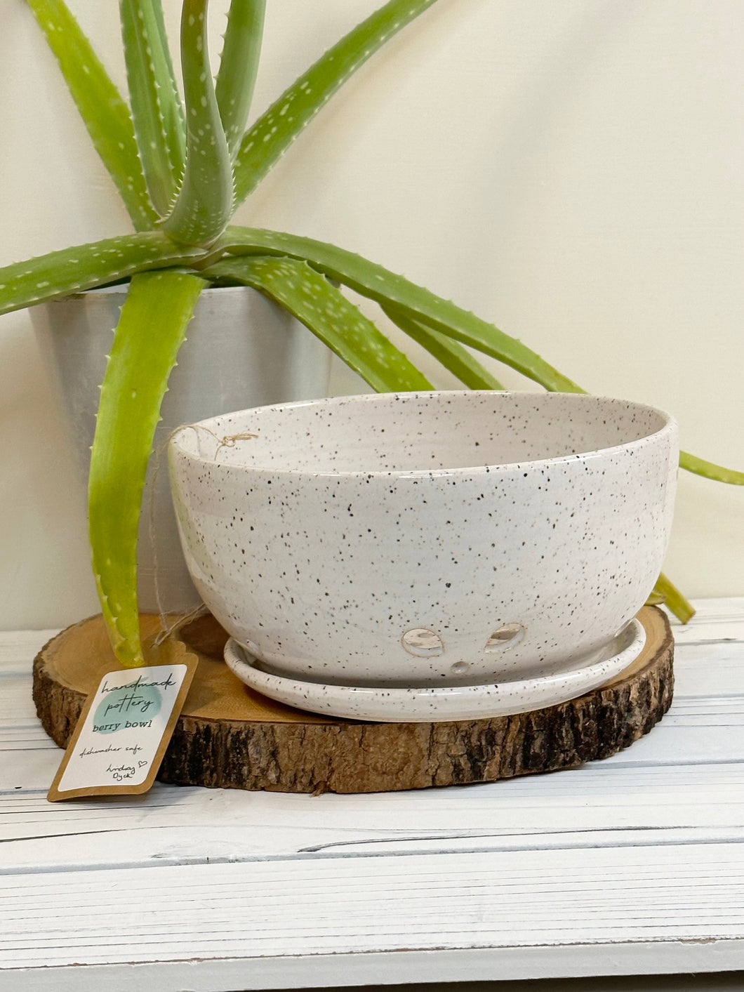#030 - white speckled berry bowl with dish