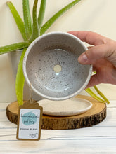 Load image into Gallery viewer, #028 - Rainbow carved Speckled white planter with drainage hole and dish
