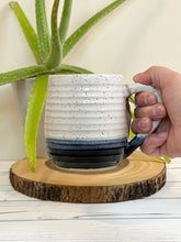 Load image into Gallery viewer, #015 - 18 oz. White and black speckled, ridged mug
