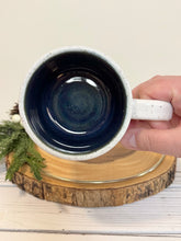 Load image into Gallery viewer, #007 - 14 oz. White speckled mug with blueberry pattern
