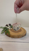 Load and play video in Gallery viewer, #033 - Mini pottery mug ornament with floral pattern with pink
